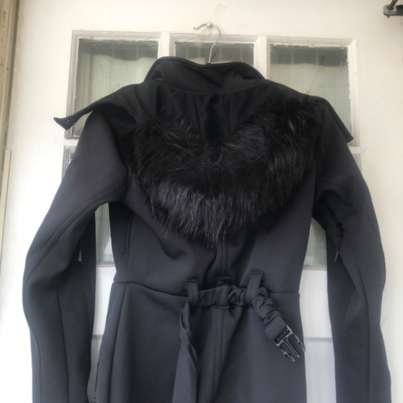 ASOS 4505 Belted Fitted Ski/Snowsuit Black Fur Hood - Picture 6 of 8